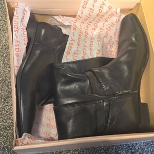 Talbots Sleek Black Leather Heeled Boots